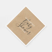 Elegant Neutraal Baby shower Rustiek Script Servet (Hoek)