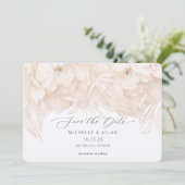 Elegant neutraal beige pony florale bruiloft save the date (Staand voorkant)