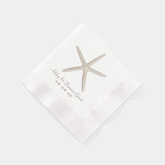 Elegant Neutraal Beige Starfish Weddenschap Monogr Servet (Hoek)