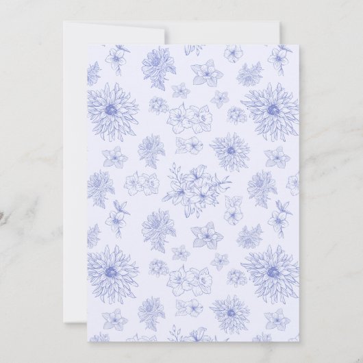 Elegant neutraal blauw bloemenpatroon Baby shower Kaart (Achterkant)