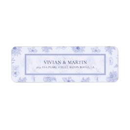 Elegant Neutraal Blauw Schaduw Bloemen Retouradres Etiket