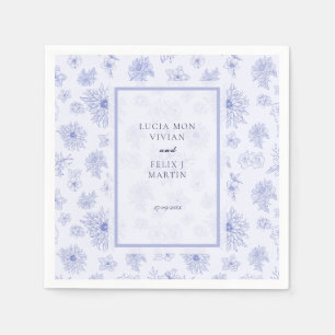 Elegant Neutraal Blauw Schaduw bloemenbruiloft Din Servet