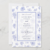 Elegant Neutraal Blauw Schaduw bloemenpatroon Kaart (Voorkant)