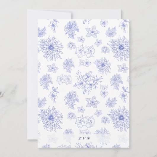 Elegant Neutraal Blauw Schaduw bloemenpatroon Kaart (Achterkant)