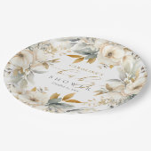 Elegant Neutraal Bloemen Baby Bloom Baby shower Papieren Bordje (Gekanteld)