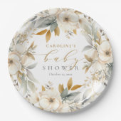 Elegant Neutraal Bloemen Baby Bloom Baby shower Papieren Bordje (Voorkant)