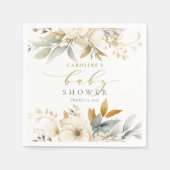 Elegant Neutraal Bloemen Baby Bloom Baby shower Servet (Voorkant)