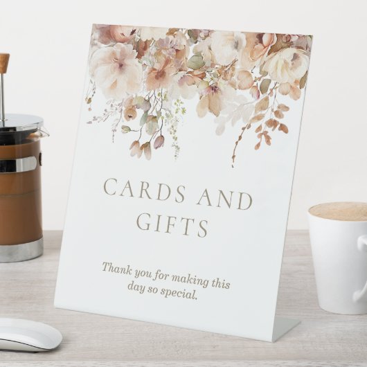 Elegant Neutraal Bloemen Vrijgezellenfeest Kaarten Reclamebord Met Voetstuk (Insitu)