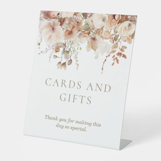 Elegant Neutraal Bloemen Vrijgezellenfeest Kaarten Reclamebord Met Voetstuk (Voorkant)