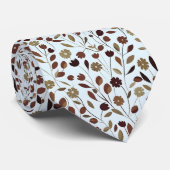 Elegant neutraal bloemmotief in bruine tinten stropdas (Opgerold)