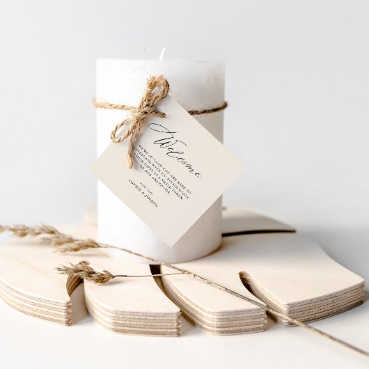 Elegant neutraal | Bruiloft Welkom Gift Bag Bedankjes Labels