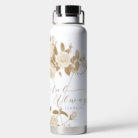 Elegant neutraal chique Roos wit Waterfles (Achterkant)