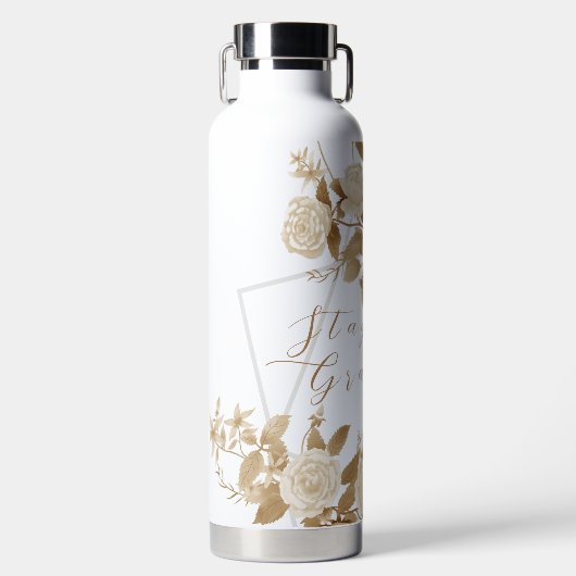 Elegant neutraal chique Roos wit Waterfles (Voorkant)