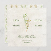 Elegant Neutraal Crème Groen Rustiek Save The Date Kaart (Voorkant / Achterkant)