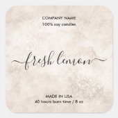 elegant neutraal damast landelijk kaars productlab vierkante sticker (Voorkant)