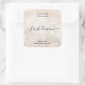 elegant neutraal damast landelijk kaars productlab vierkante sticker (Tas)