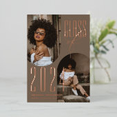 Elegant neutraal foto Afstuderen Folie Uitnodiging (Staand Voorkant)