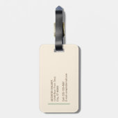 Elegant neutraal geruit gepersonaliseerd monogram bagagelabel (Achterkant verticaal)