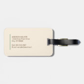 Elegant neutraal geruit gepersonaliseerd monogram bagagelabel (Achterkant horizontaal)