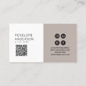 Elegant Neutraal Grijs Minimalistisch QR Code Mode Visitekaartje (Achterkant)
