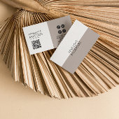 Elegant Neutraal Grijs Minimalistisch QR Code Mode Visitekaartje