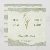Elegant Neutraal  Groen Rustiek Save the Date Kaart (Voorkant / Achterkant)