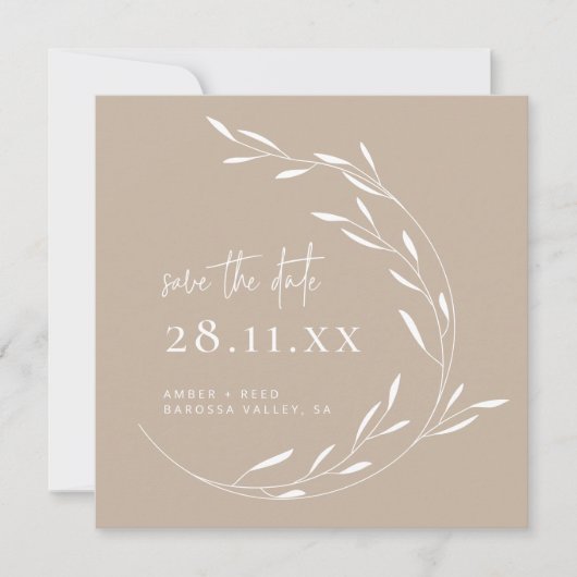 Elegant neutraal groot plein sparen de Datum Save The Date (Voorkant)