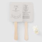 Elegant Neutraal Hand-Drawn Foliage Wedding Progra Handwaaier (Voorkant en achterkant)