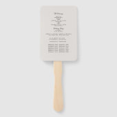 Elegant Neutraal Hand-Drawn Foliage Wedding Progra Handwaaier (Achterkant)