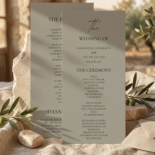 Elegant Neutraal Huwelijksprogramma Menu