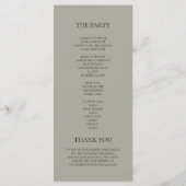 Elegant Neutraal Huwelijksprogramma Menu (Achterkant)