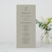 Elegant Neutraal Huwelijksprogramma Menu (Staand voorkant)