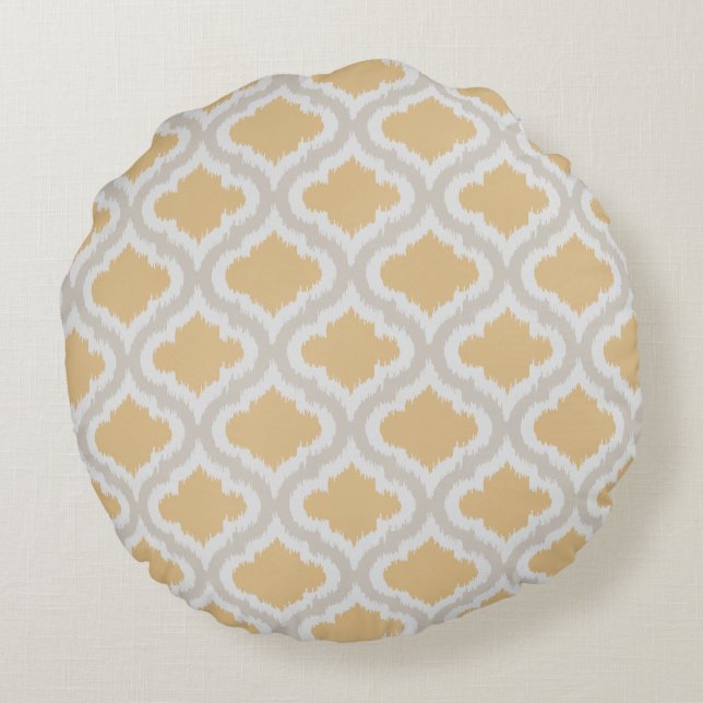 Elegant neutraal ikat Marokkaans patroon Rond Kussen (Achterkant)