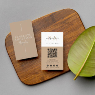 Elegant Neutraal QR Code Boho Modern Uniek Trendy Visitekaartje