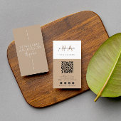 Elegant Neutraal QR Code Boho Modern Uniek Trendy Visitekaartje