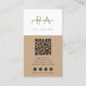 Elegant Neutraal QR Code Boho Modern Uniek Trendy Visitekaartje (Achterkant)