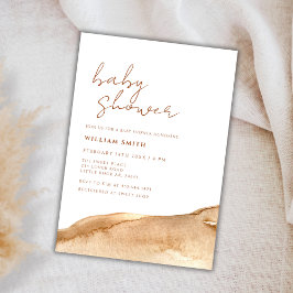 Elegant Neutraal Terracotta Abstract Baby shower Kaart