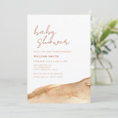 Elegant Neutraal Terracotta Abstract Baby shower Kaart (Staand voorkant)