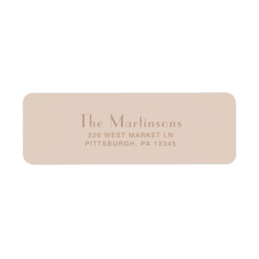 Elegant neutraal type bruiloft adres etiket (Voorkant)