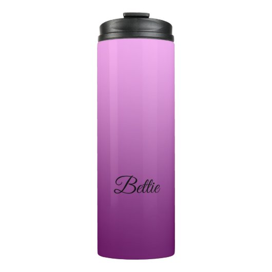 Elegant neutraal verloop roze met aangepaste naam thermosbeker (Voorkant)