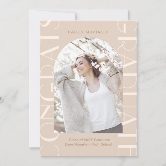 Elegant Neutral 2 Foto Afstuderen Aankondiging (Voorkant)
