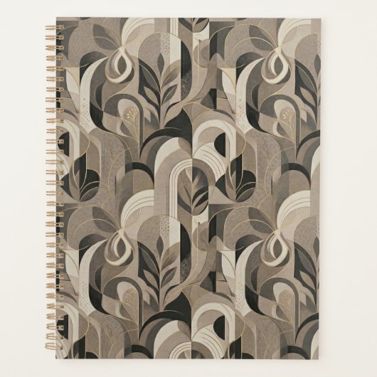 Elegant Neutral Abstract Geometric Notebook  Planner (Voorkant)