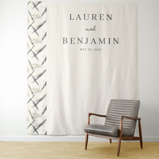 Elegant Neutral Abstract Lines Wandkleed (In situ)