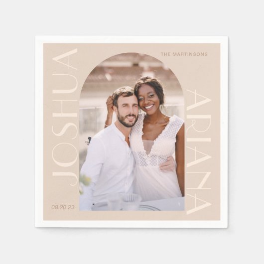 Elegant Neutral Arch Photo Wedding Servet (Voorkant)