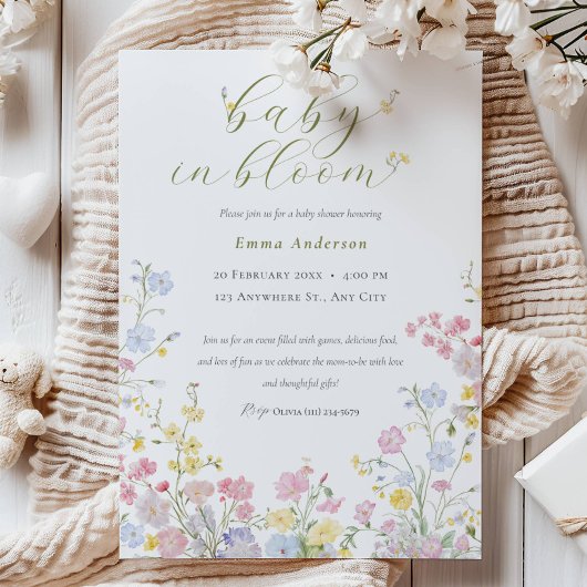 Elegant Neutral Baby in Bloom Baby Shower Kaart