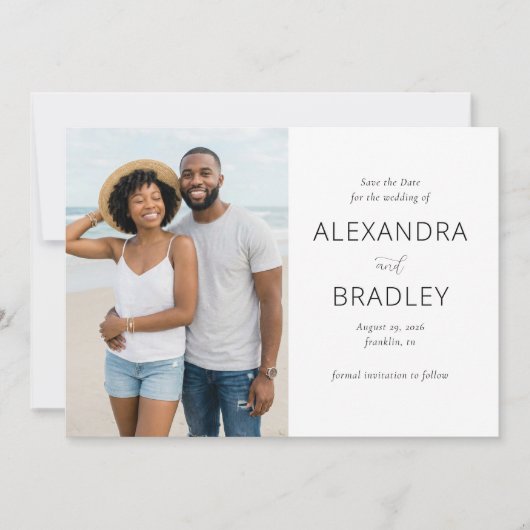 Elegant Neutral Beach Photo Save The Date (Voorkant)
