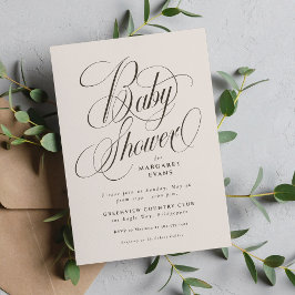 Elegant neutral beige brown baby shower kaart