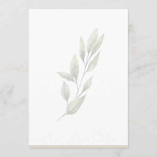 Elegant Neutral Beige Waterverf Greenery Wedding Kaart (Achterkant)