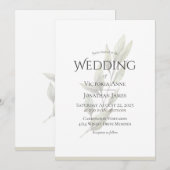 Elegant Neutral Beige Waterverf Greenery Wedding Kaart (Voorkant / Achterkant)