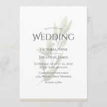 Elegant Neutral Beige Waterverf Greenery Wedding